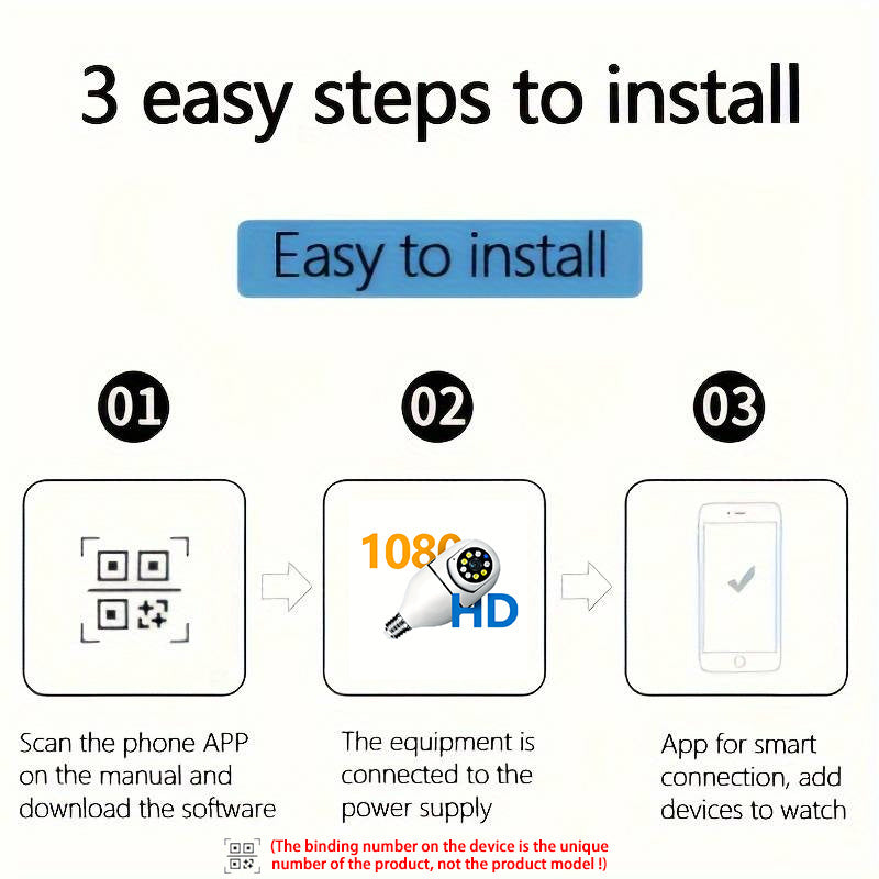 1080P HD Wireless WiFi Security Camera Bulb for Indoor Outdoor Surveillance with Two-Way Audio Motion Detection Pet Monitoring E27 Plug