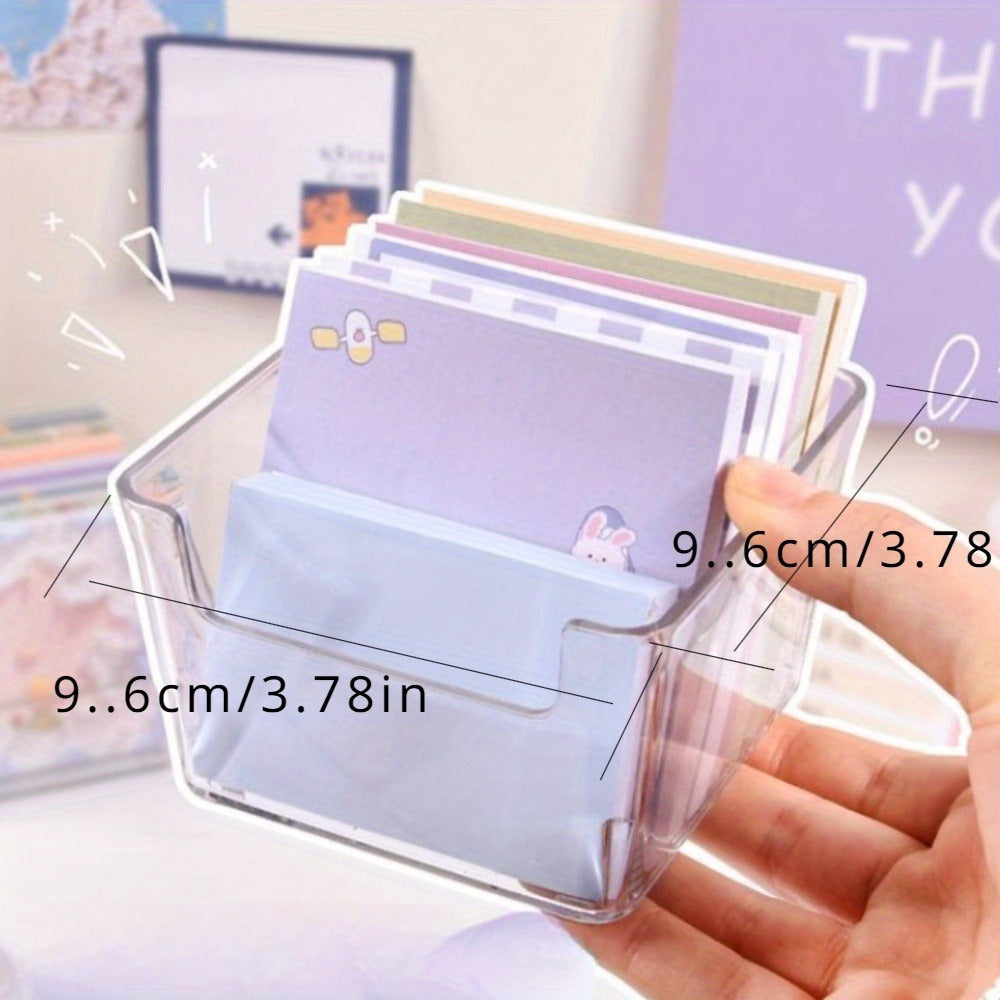 Acrylic Desktop Sticky Note Organizer with Access Pocket 9.6cm Office Supplies