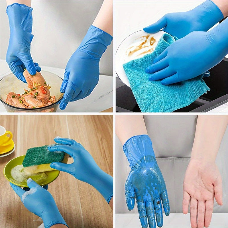 Disposable Blue Nitrile Gloves for Cleaning, Food Handling, and Pet Care