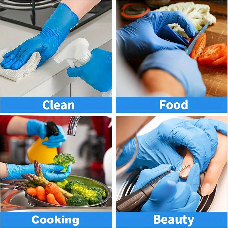50/100 Pcs Blue Disposable Nitrile Gloves for Cleaning Food Handling and Pet Care