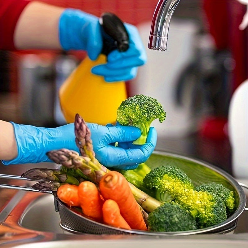 50/100 Pcs Blue Disposable Nitrile Gloves for Cleaning Food Handling and Pet Care