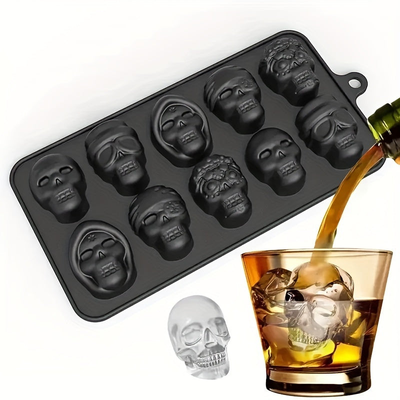 Halloween Skull Ice Cube Tray Silicone Mold for Whiskey Cocktails Chocolate Candy