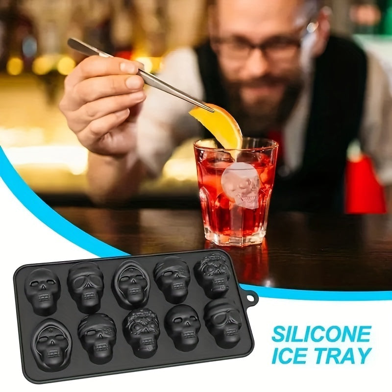 Halloween Skull Ice Cube Tray Silicone Mold for Whiskey Cocktails Chocolate Candy