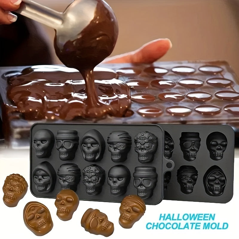 Halloween Skull Ice Cube Tray Silicone Mold for Whiskey Cocktails Chocolate Candy