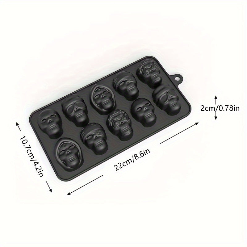 Halloween Skull Ice Cube Tray Silicone Mold for Whiskey Cocktails Chocolate Candy