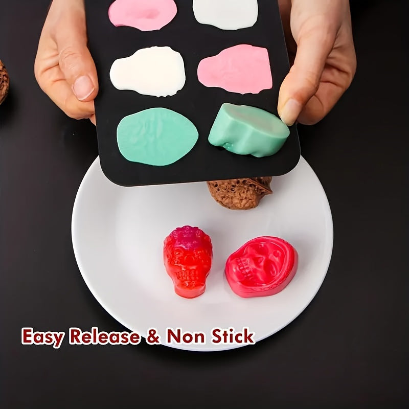 Halloween Skull Ice Cube Tray Silicone Mold for Whiskey Cocktails Chocolate Candy