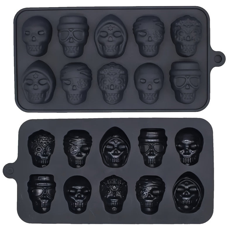 Halloween Skull Ice Cube Tray Silicone Mold for Whiskey Cocktails Chocolate Candy