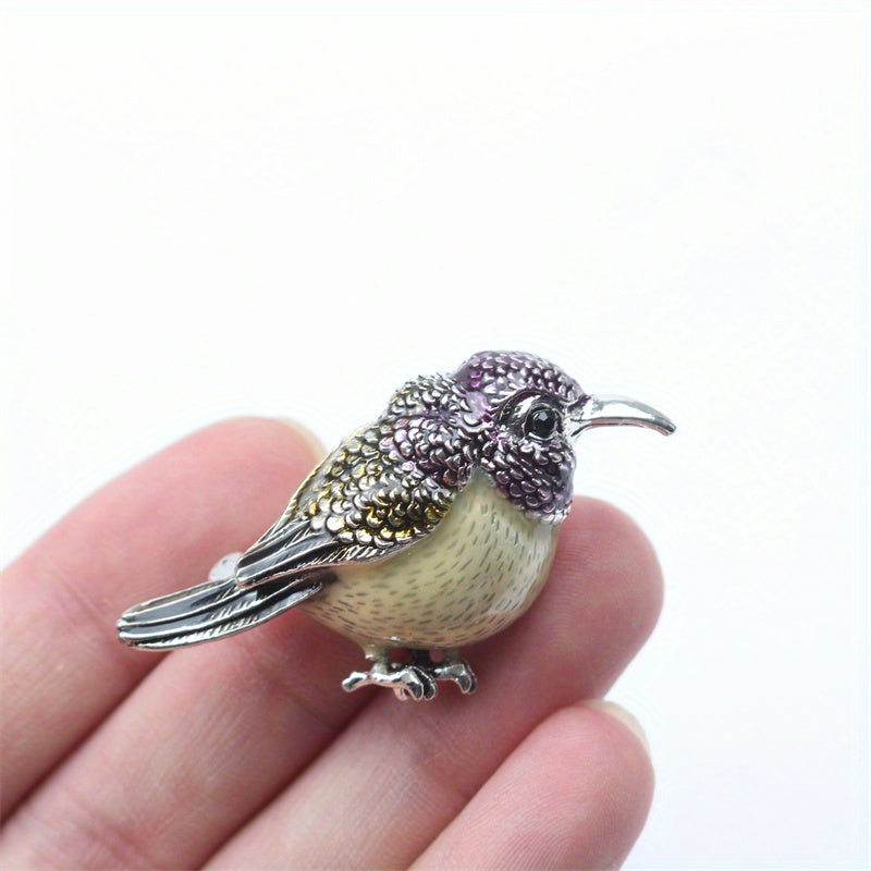Vintage-Inspired Enamel Quail Brooch Pin Elegant Jewelry Gift for Women