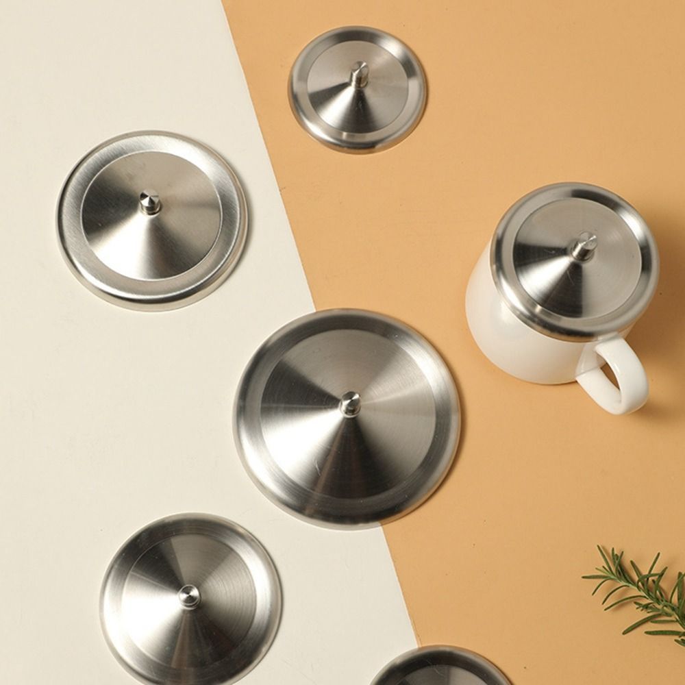 Stainless Steel Leakproof Cup Lids for Mugs in 3 Sizes 8.5/9.3/10.2cm Dust-Proof Drink Covers
