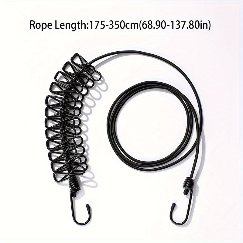 Portable Clothes Drying Rope with 12 Clips Indoor Outdoor Lightweight Sun Protection Line