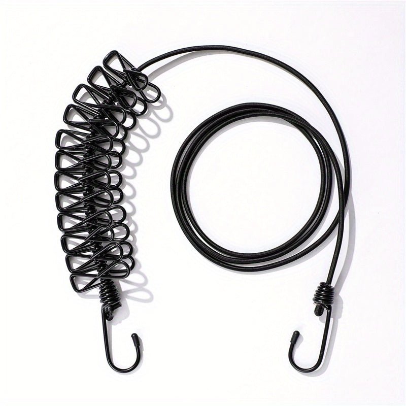 Portable Clothes Drying Rope with 12 Clips Indoor Outdoor Lightweight Sun Protection Line