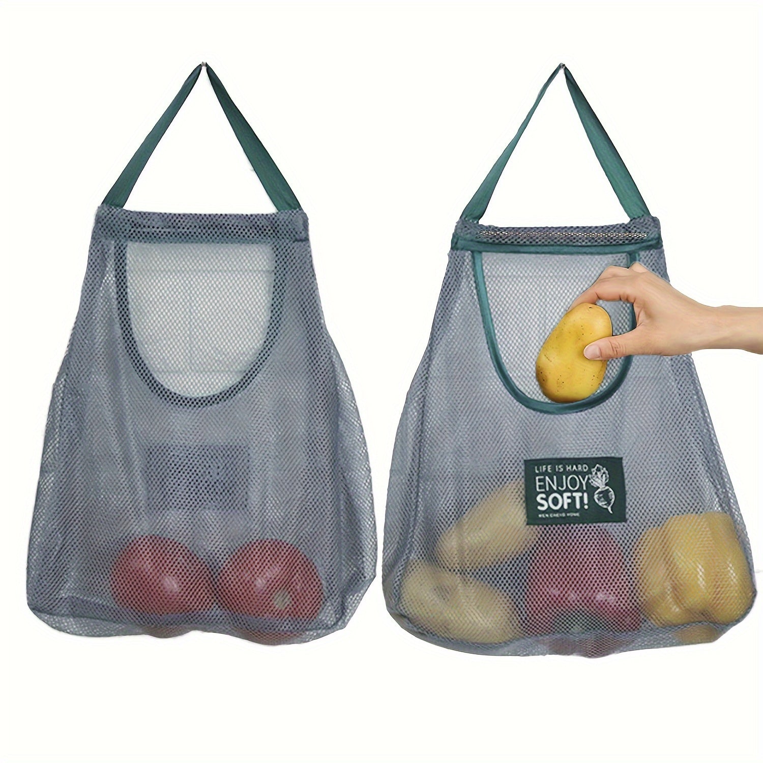 Heavy Duty Mesh Hanging Storage Bag for Garlic Potatoes Onions Kitchen Organizer