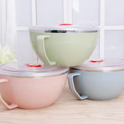 Stainless Steel Noodle Bowl with Lid and Handle for Rice Soup and Noodles