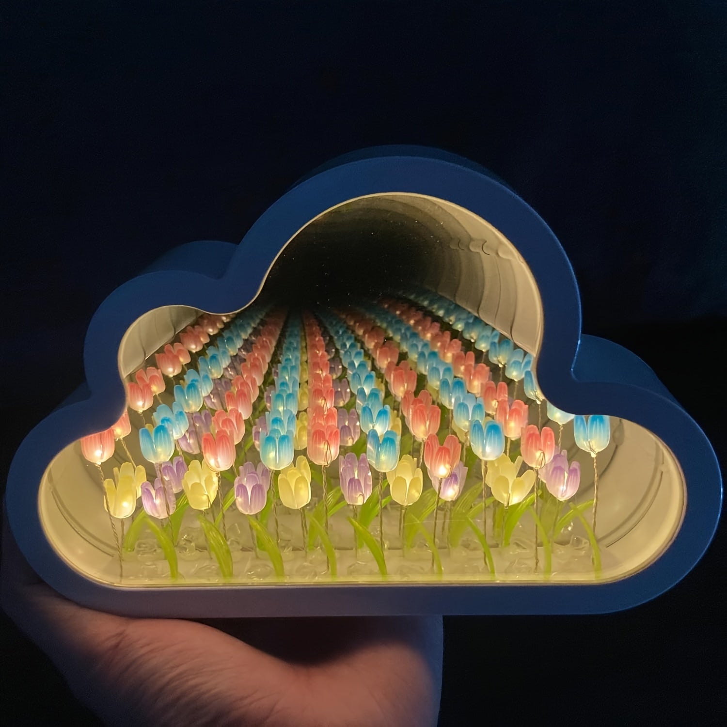 USB-Powered Night Light Kit with Tulip and Cloud LED Lights Adjustable Brightness for Kids Bedroom