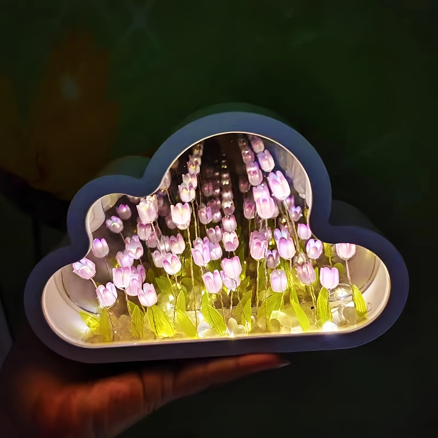 USB-Powered Night Light Kit with Tulip and Cloud LED Lights Adjustable Brightness for Kids Bedroom