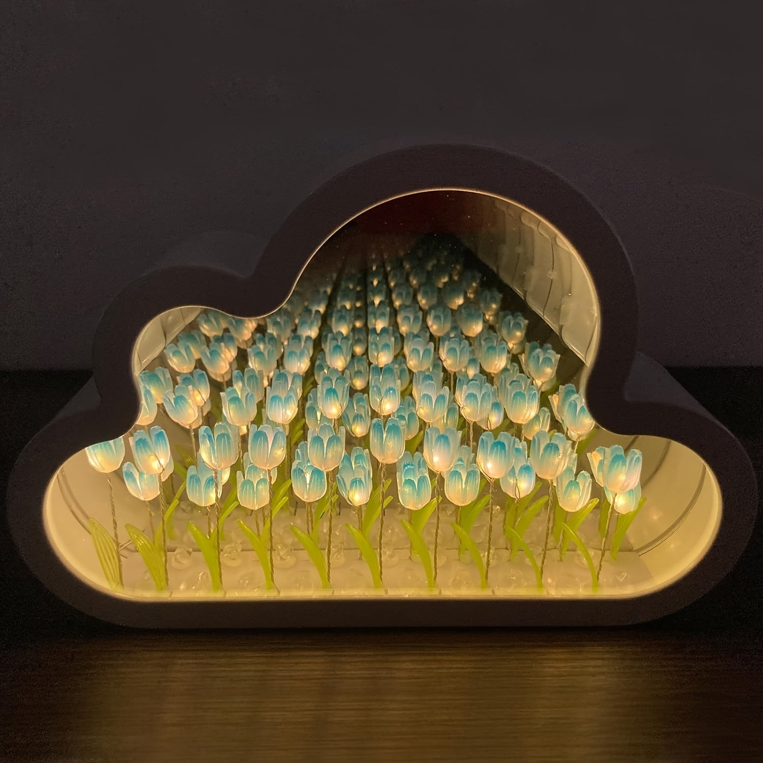 USB-Powered Night Light Kit with Tulip and Cloud LED Lights Adjustable Brightness for Kids Bedroom