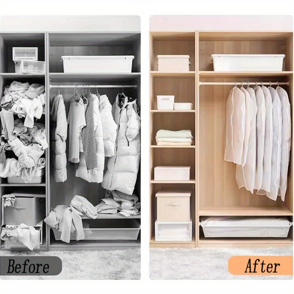 Juego de 5 bolsas de plástico impermeables para prendas con cremallera para almacenamiento de trajes, vestidos y abrigos