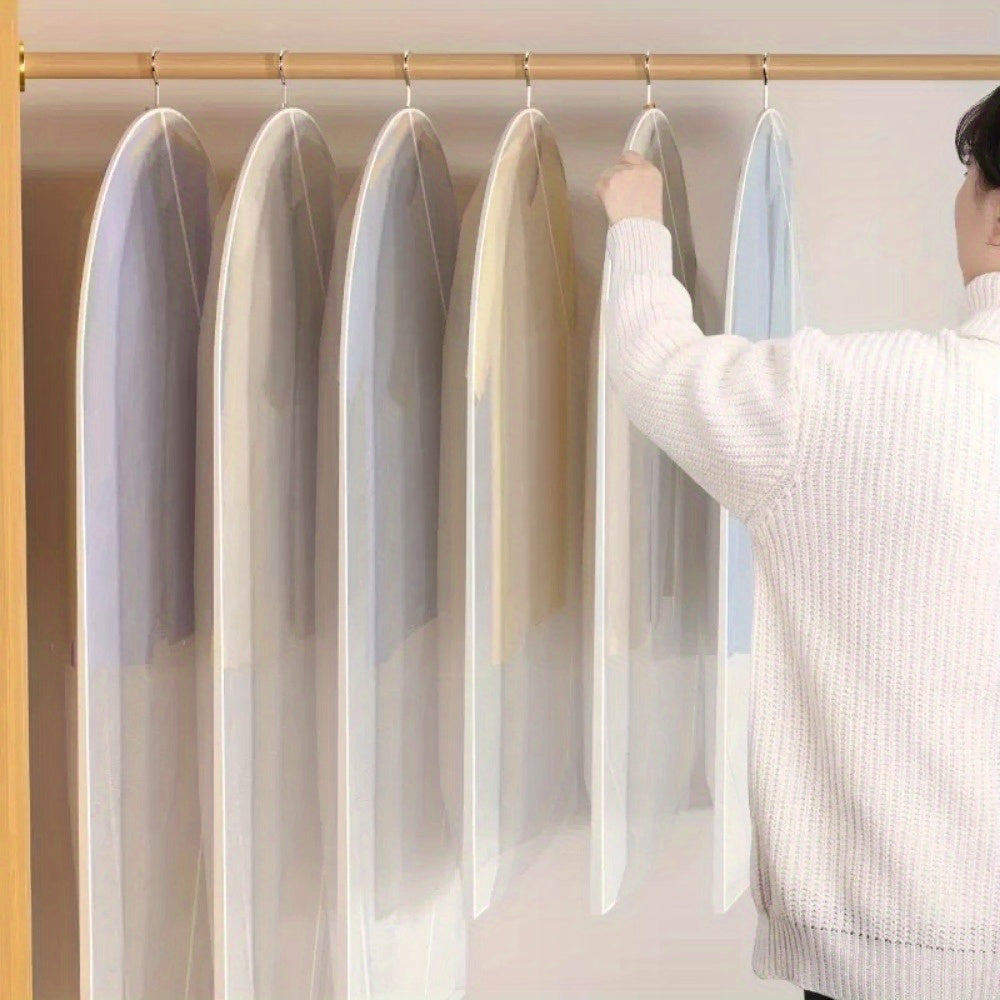 Juego de 5 bolsas de plástico impermeables para prendas con cremallera para almacenamiento de trajes, vestidos y abrigos