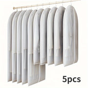 Juego de 5 bolsas de plástico impermeables para prendas con cremallera para almacenamiento de trajes, vestidos y abrigos