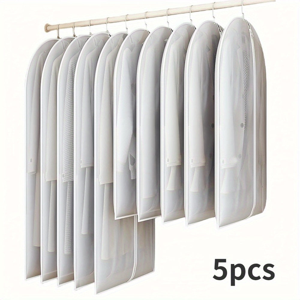 Juego de 5 bolsas de plástico impermeables para prendas con cremallera para almacenamiento de trajes, vestidos y abrigos