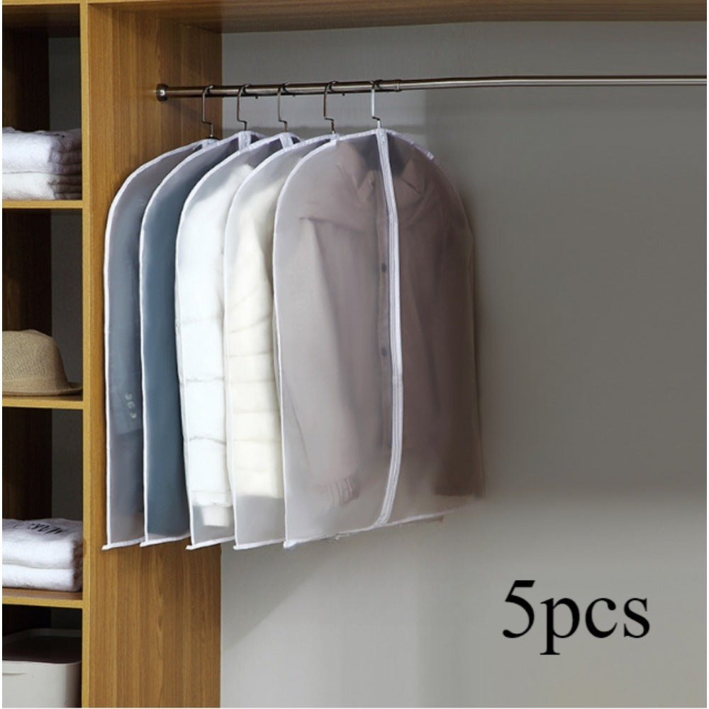 Juego de 5 bolsas de plástico impermeables para prendas con cremallera para almacenamiento de trajes, vestidos y abrigos