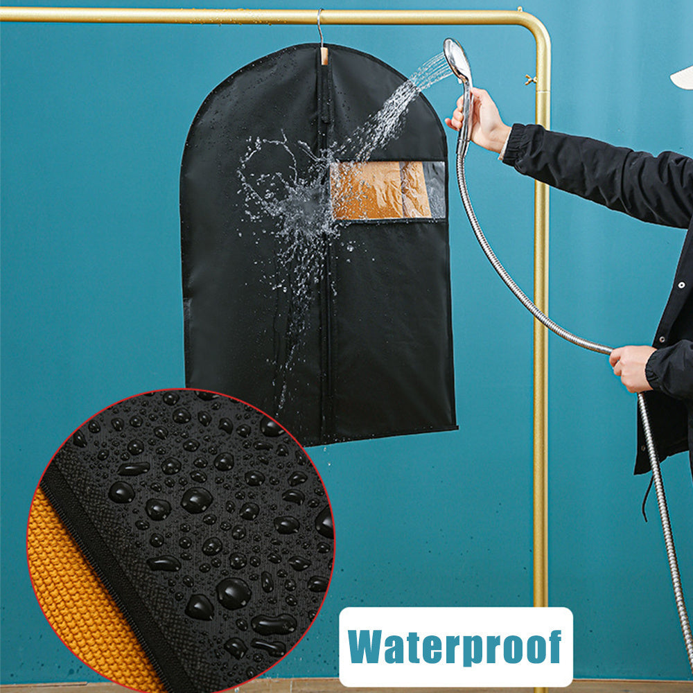 Juego de 5 bolsas de ropa negras con cremalleras rosas para trajes, vestidos, abrigos