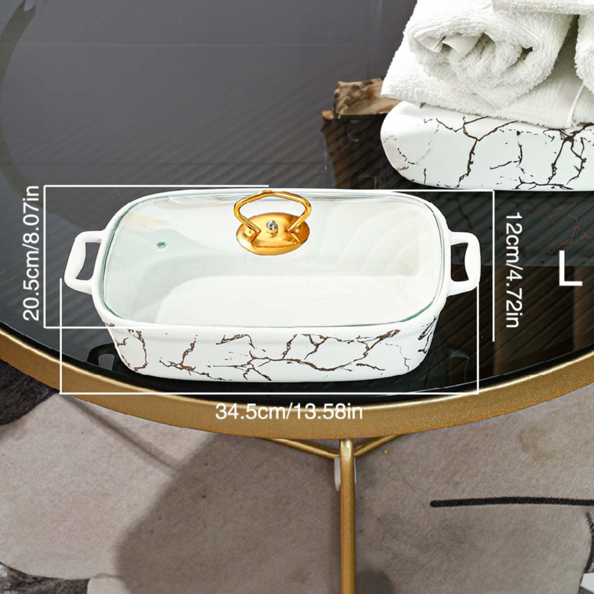 Ceramic Serving Set with Coverings Soup Pot Baking Dish Plates for Entertaining