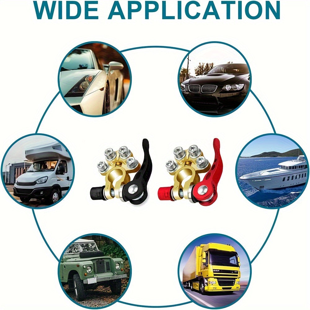 2 Pieces Copper 4-Way Quick Release Battery Terminals for SAE/JIS Posts