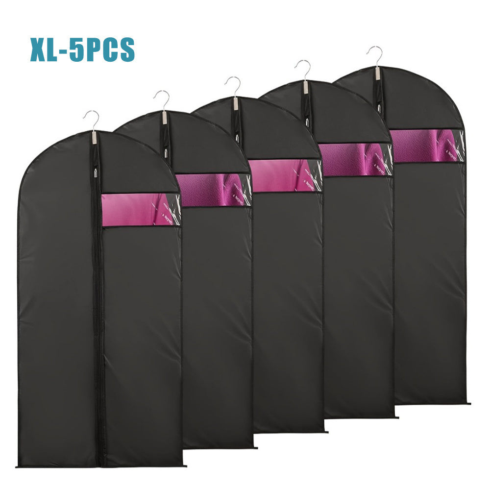 Set of 5 Garment Bags for Suits Coats Dresses Hanging Storage Covers with Zipper