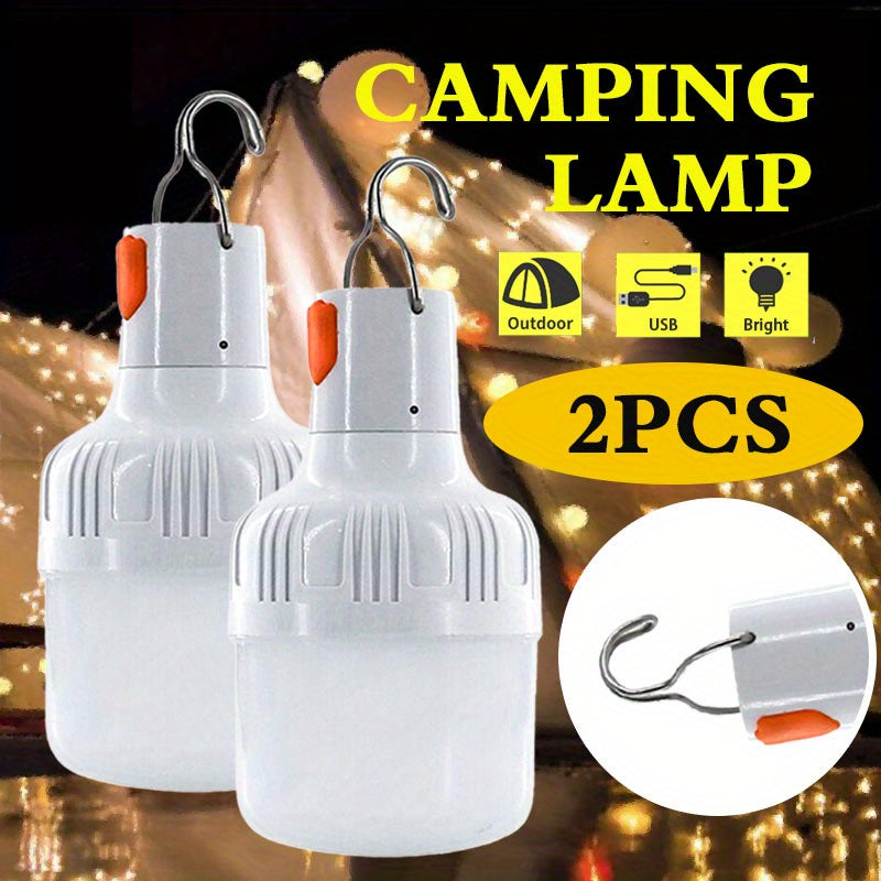 2PCS Luces de emergencia LED linternas portátiles recargables por USB para acampar, senderismo y pesca
