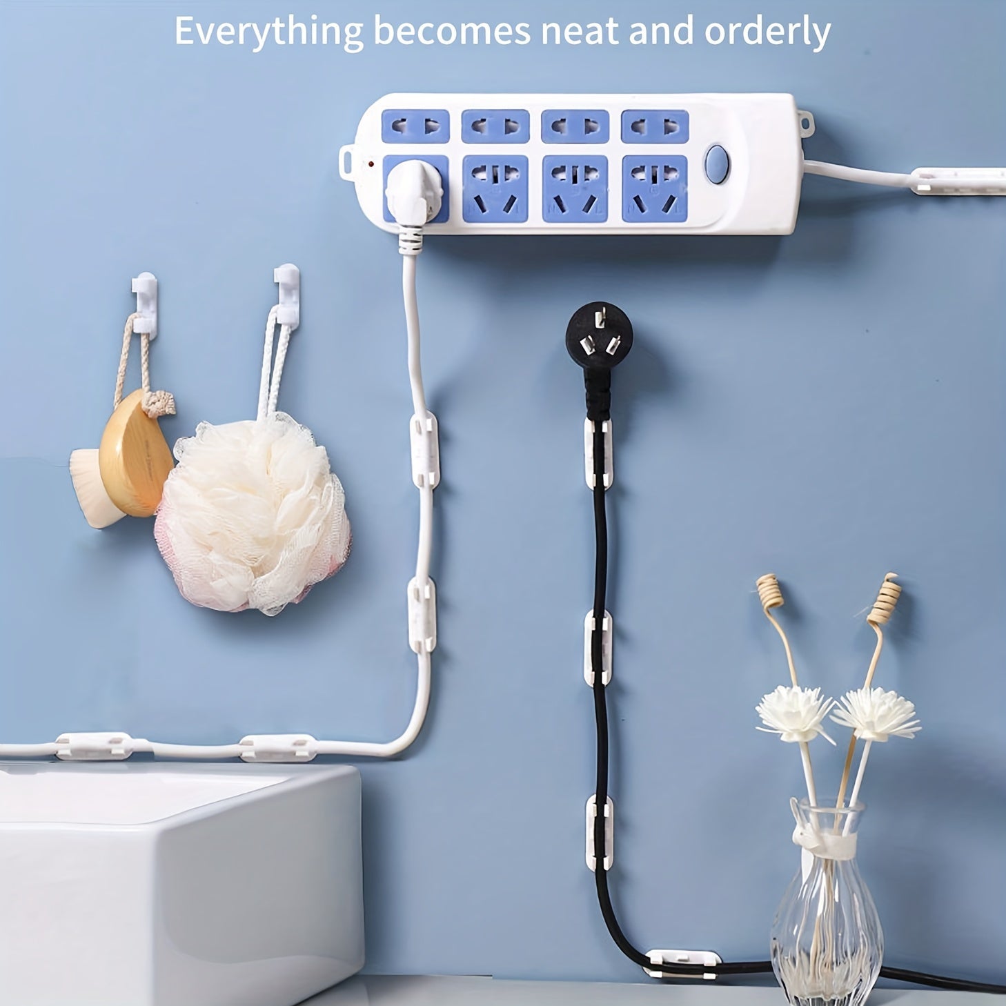 10 ta Moslashuvchan Kabel Kliplari - Simlar uchun Oddiy Yopishtiruvchi Tashkilotchilar, 4.29 sm x 1.5 sm, Uy Ofisi Stol va Devorlarini Tashkil Etish Uchun Ideal