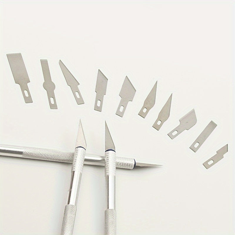 13pcs Precision Craft Knife Set Aluminum Alloy Retractable Blades for Paper and Model Making