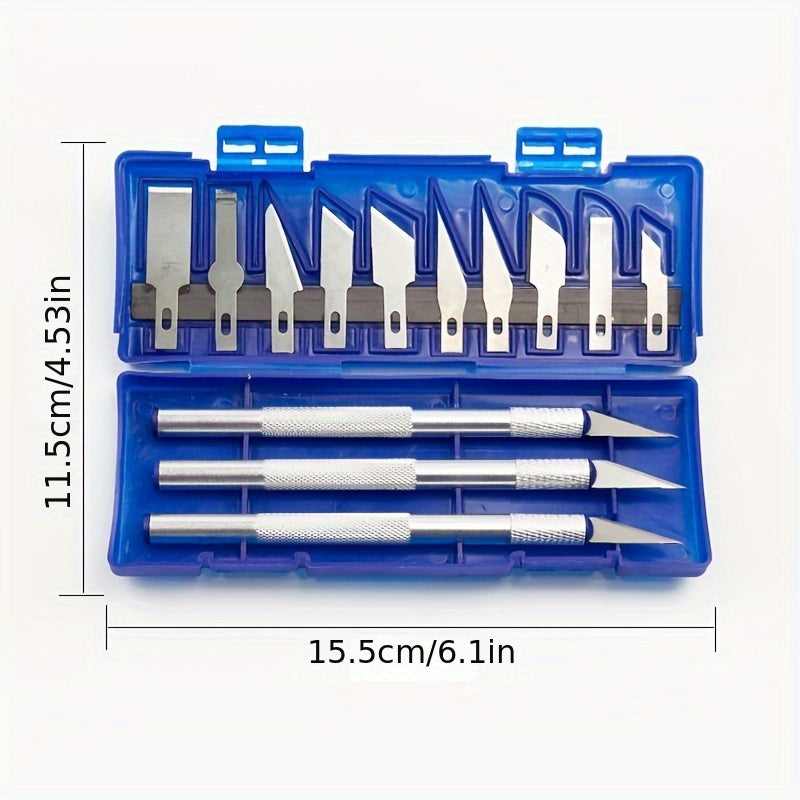 13pcs Precision Craft Knife Set Aluminum Alloy Retractable Blades for Paper and Model Making