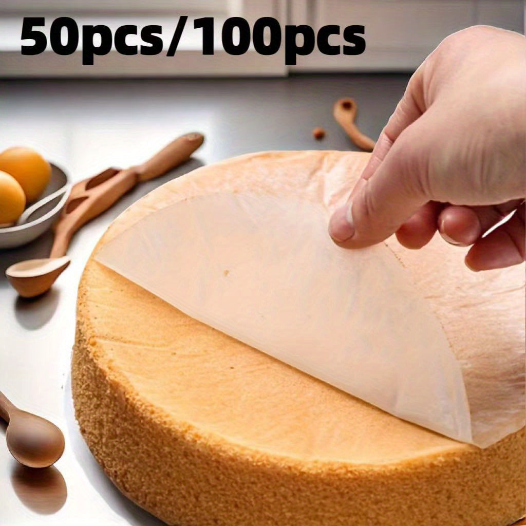 Non-Stick Round Baking Paper 50/100 Pieces for Cakes Breads and Air Fryers