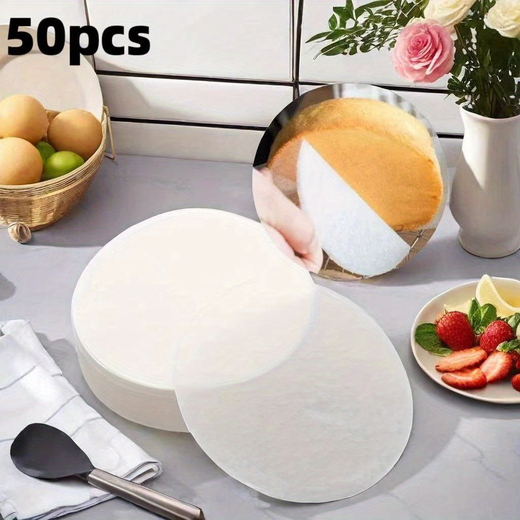Non-Stick Round Baking Paper 50/100 Pieces for Cakes Breads and Air Fryers