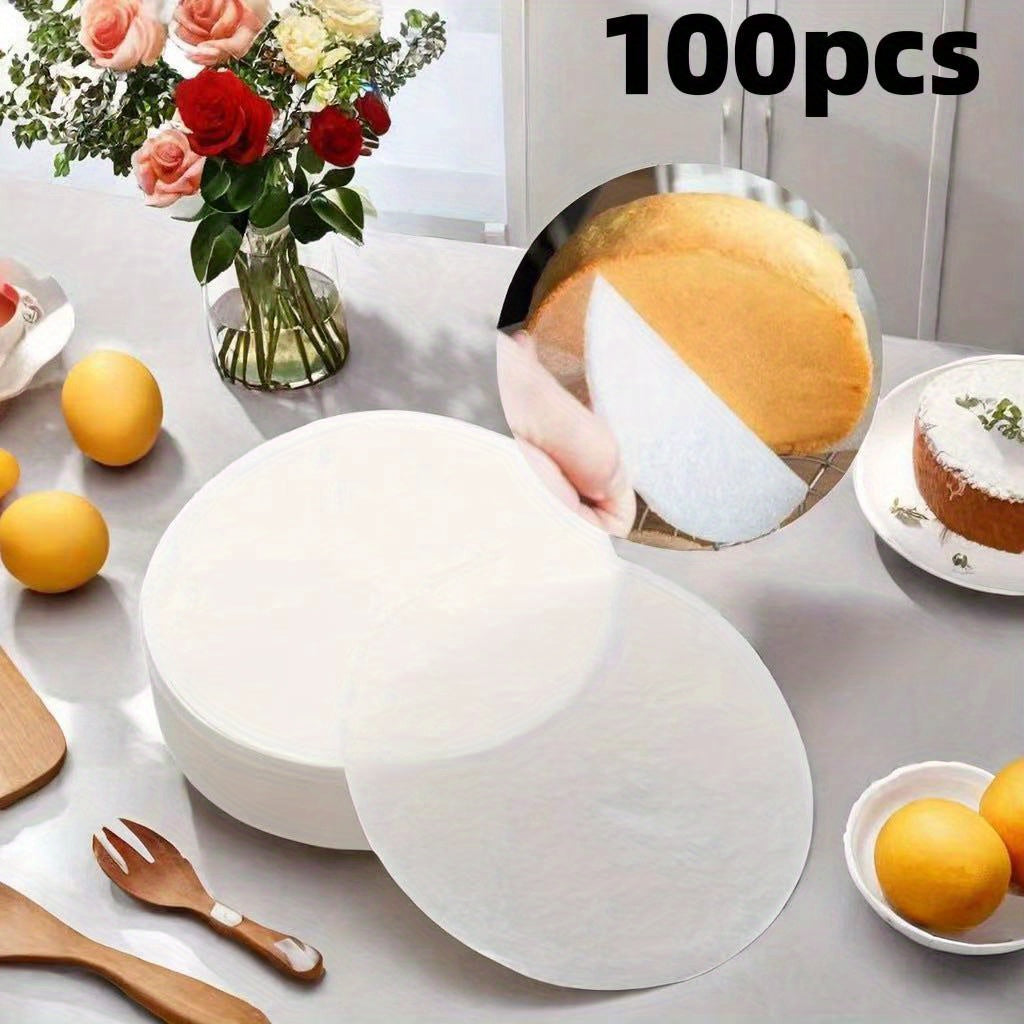 Non-Stick Round Baking Paper 50/100 Pieces for Cakes Breads and Air Fryers