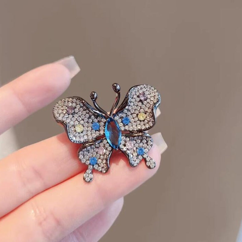 Women's Butterfly Rhinestone Brooch Set of 2 or 3 Elegant Alloy Jewelry 3.7cm