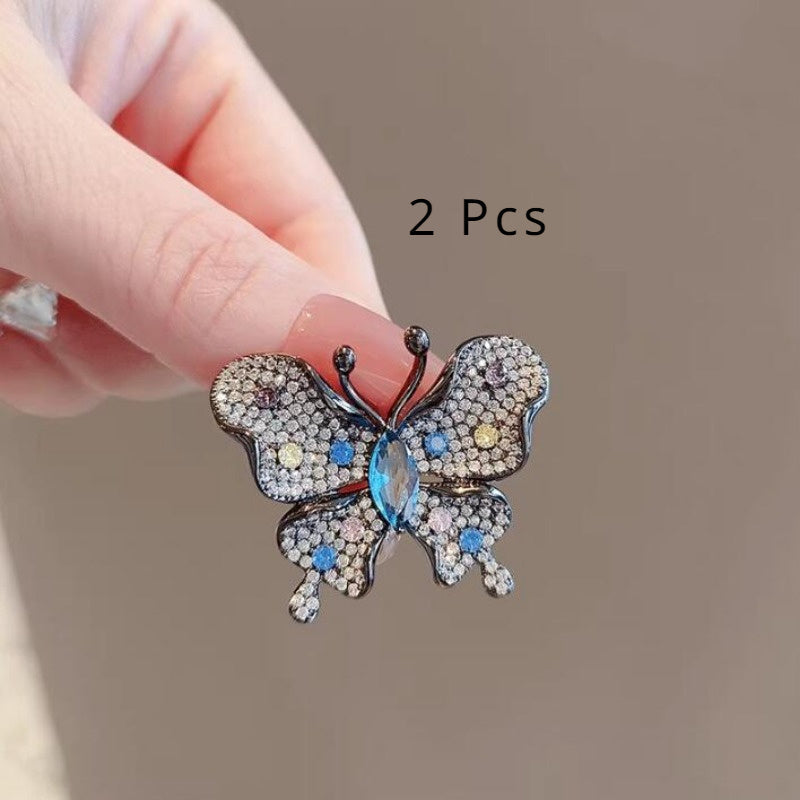 Women's Butterfly Rhinestone Brooch Set of 2 or 3 Elegant Alloy Jewelry 3.7cm