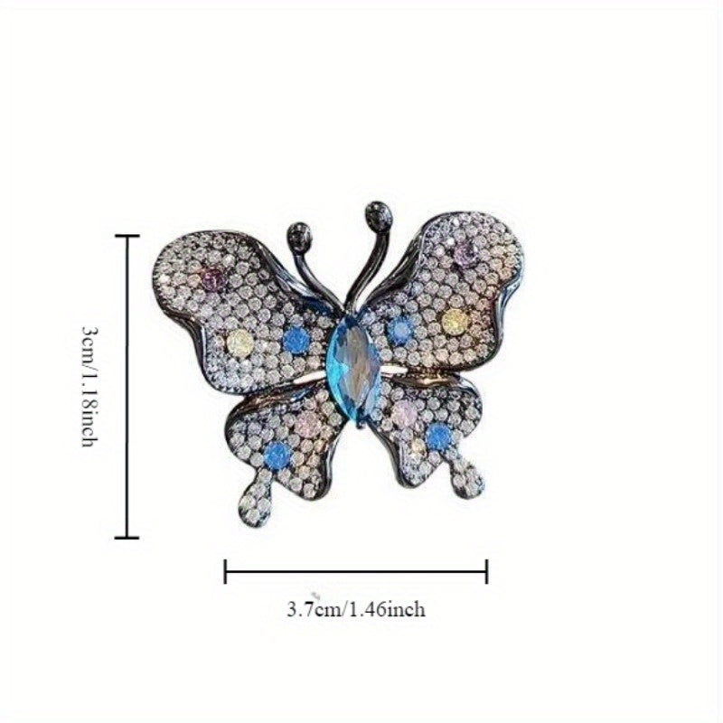 Women's Butterfly Rhinestone Brooch Set of 2 or 3 Elegant Alloy Jewelry 3.7cm