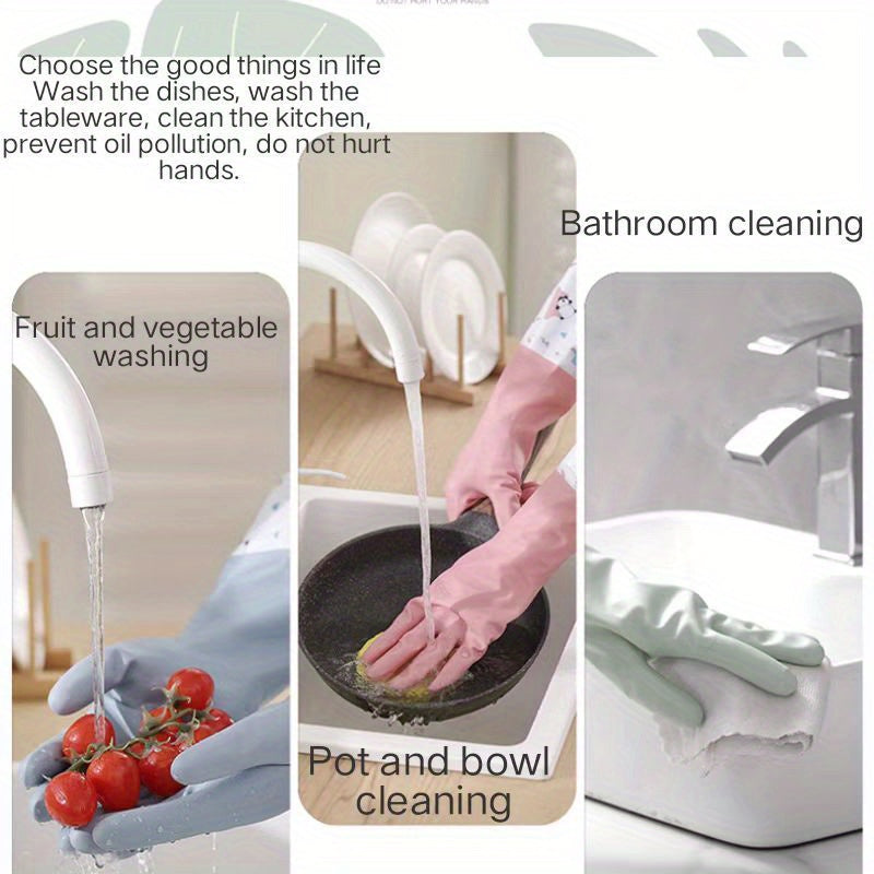 Thick Fleece-Lined Waterproof Winter Gloves for Cleaning and Cold Weather