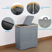 Large Double-Layer Laundry Hamper with Lid Foldable Space-Saving Storage Basket for Bathroom Bedroom Dorm