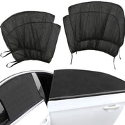 4-Pack Black Nylon Car Window Screen Curtains Sun Protection for Front Back