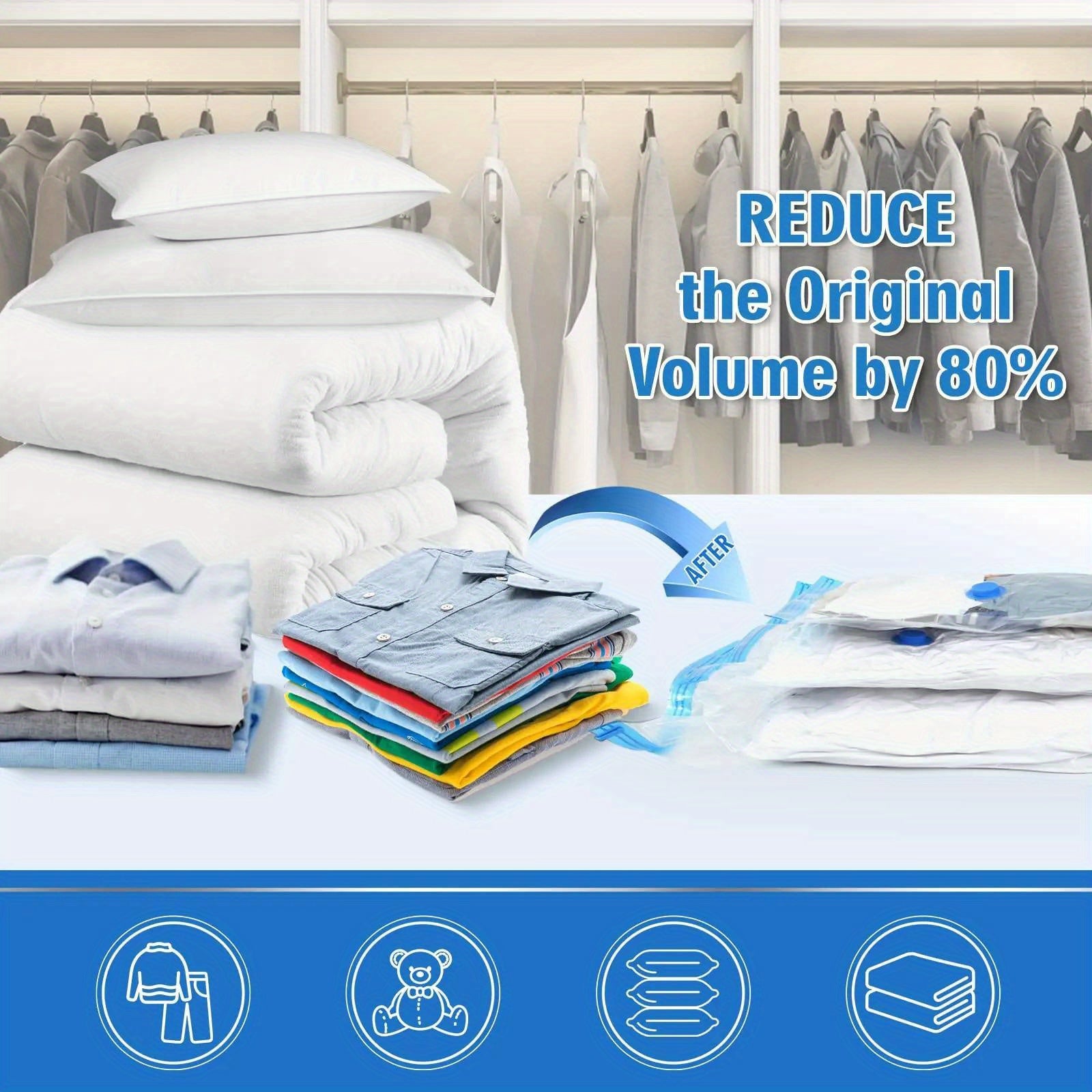 Vacuum Storage Bags with Hand Pump Leakproof Scratch-Resistant Multiple Sizes