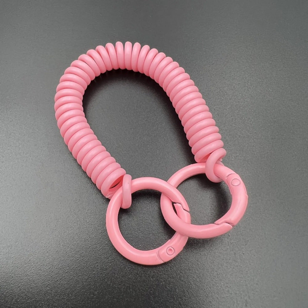 Set of 2 Vibrant Spring Coil Keychains with Dual Clasps, Phone Lanyard, Card Holder
