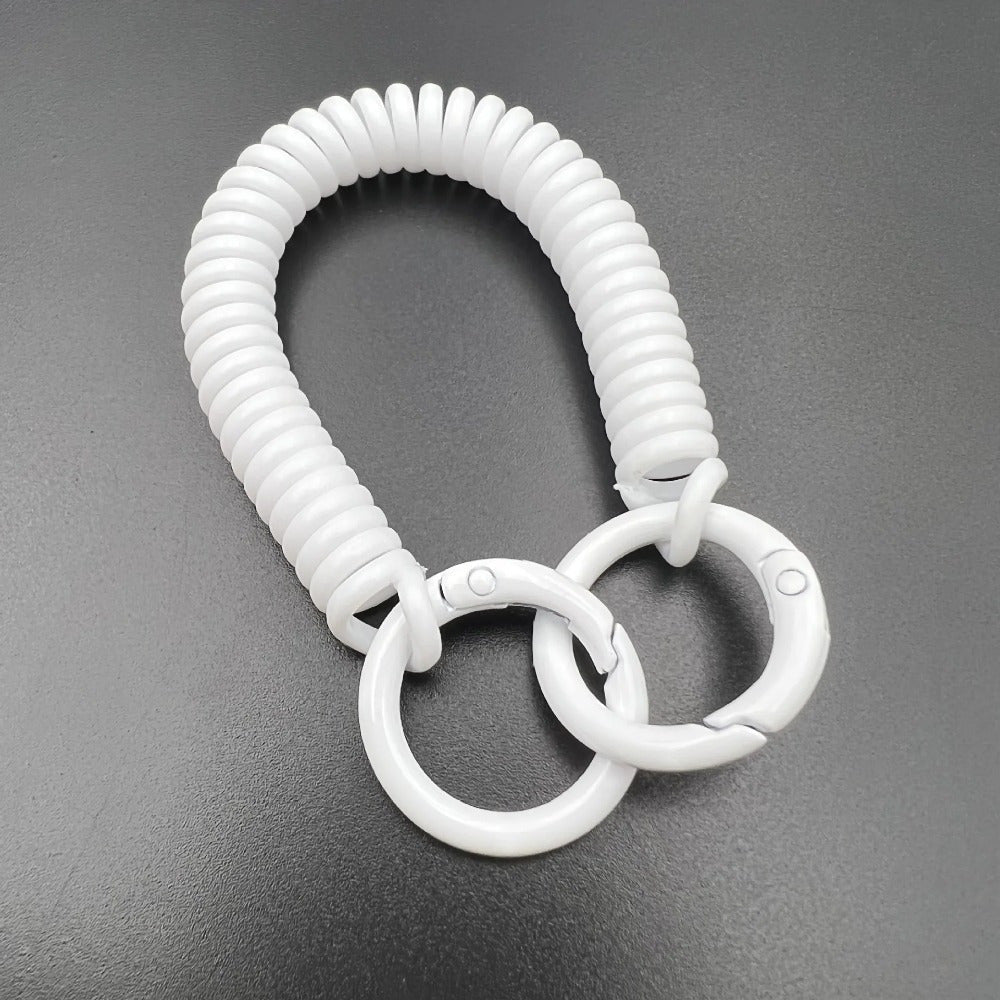 Set of 2 Vibrant Spring Coil Keychains with Dual Clasps, Phone Lanyard, Card Holder