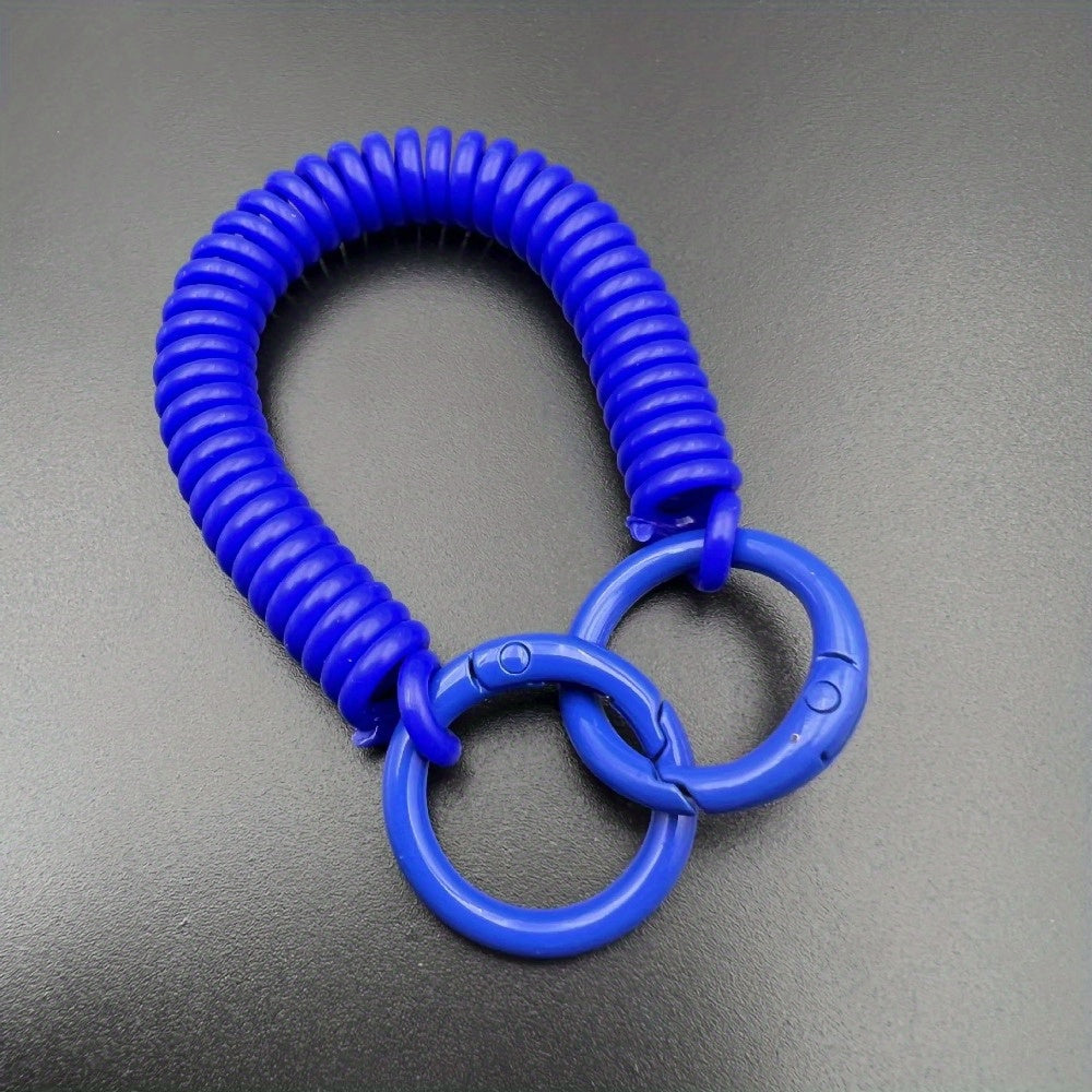 Set of 2 Vibrant Spring Coil Keychains with Dual Clasps, Phone Lanyard, Card Holder