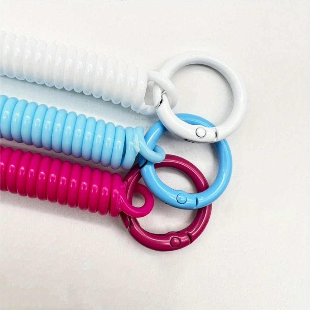 Set of 2 Vibrant Spring Coil Keychains with Dual Clasps, Phone Lanyard, Card Holder