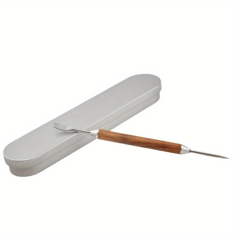 Yuqori sifatli zanglamas po'latdan yasalgan latte san'ati qalamchasi, mustahkam yog'och tutqichi bilan - qahva va sut ko'pig'ida chiroyli dizaynlar yaratish uchun ideal, muhim oshxona va ovqatlanish asbobi, 15.49 sm uzunlik