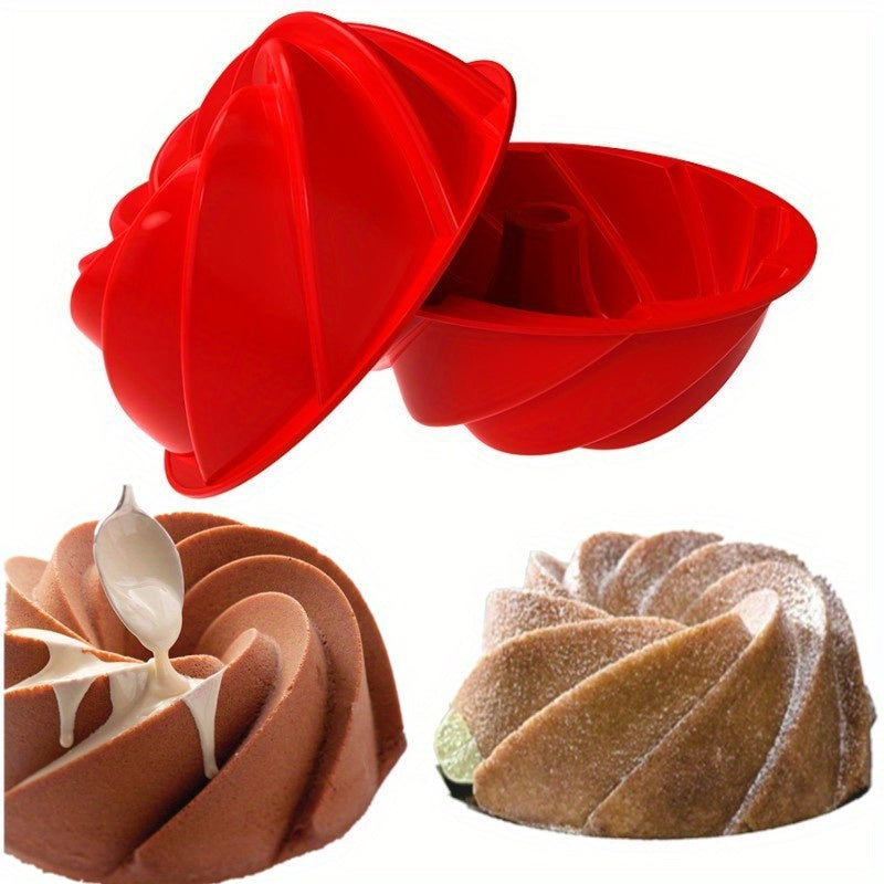 Silicone Bundt Cake Pans Set Nonstick Oven-Safe with Fluted Crown Designs