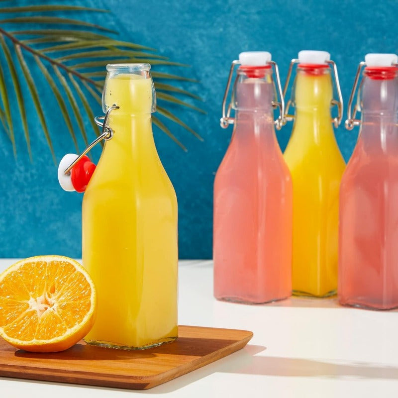 8 oz Glass Bottles with Airtight Swing Top Caps for Homemade Beverages and Infused Oils